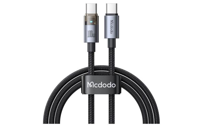 Mcdodo CA-5580 100W Type-C Super-Fast Charge & Data Cable with Charge Light (1.2M) - Black